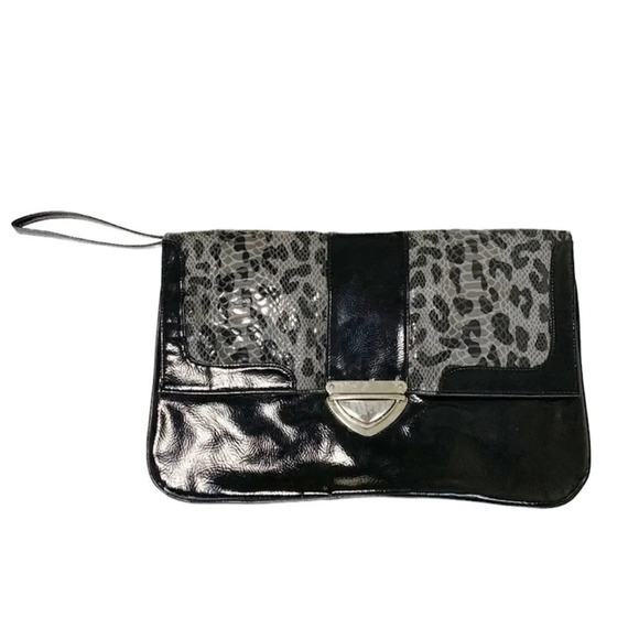 Giannini 80’s Style‎ Large Clutch Black Snakeskin Faux Leather Duran Duran 1980s - Picture 1 of 5